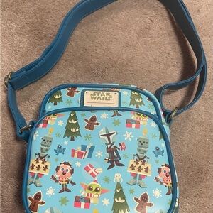 Loungefly Blue Christmas Star Wars Character Crossbody Bag